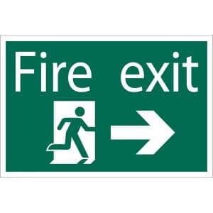 Draper Fire Exit Arrow Right Sign 200mm 300mm Standard