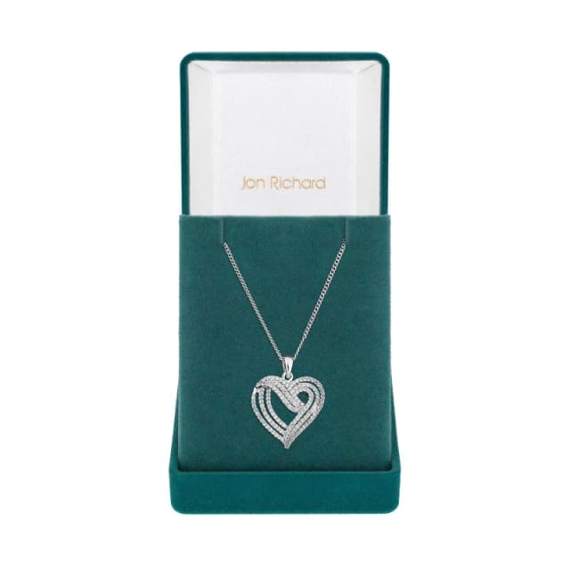Jon Richard Jon Richard Rhodium Plated Heart Pendant Necklace