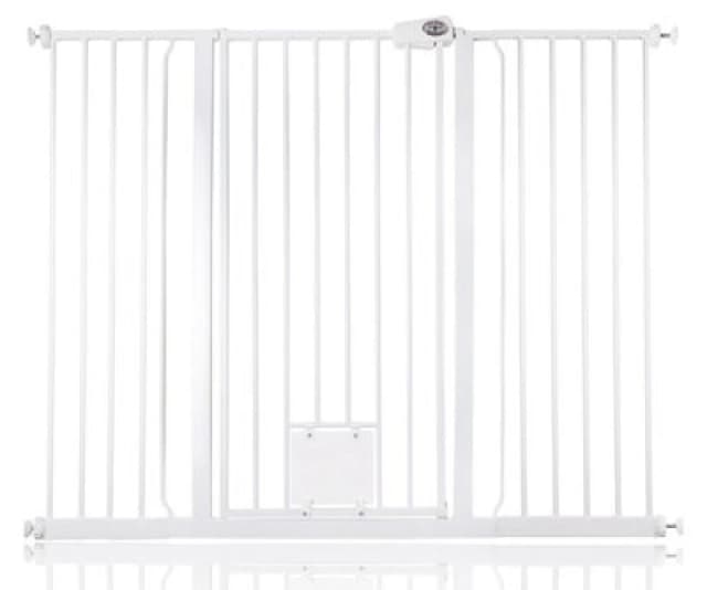 Bettacare Pet Gate With Lockable Cat Flap, 133.2Cm - 140.8Cm, White, 104Cm In Height