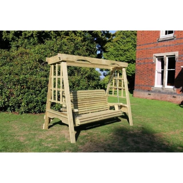 Churnet Valley Garden Furniture Ltd Cottage 3 Swing Seat - Min. Assembly Required - Set of Cushions Inc in Brown Brown Unisex