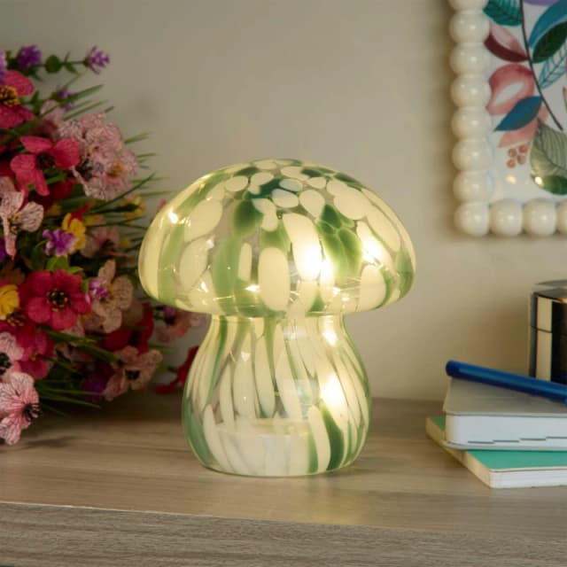 Lighting Collection Confetti Glass Mushroom Lamp Green unisex One Size