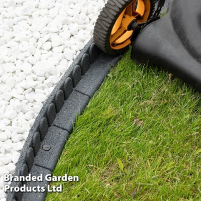 Garden Gear Lawnmower Friendly Flexi-Edge Border Curve Edging Stone Effect Eco Friendly Earth Coloured Recycled Rubber (Grey X1)