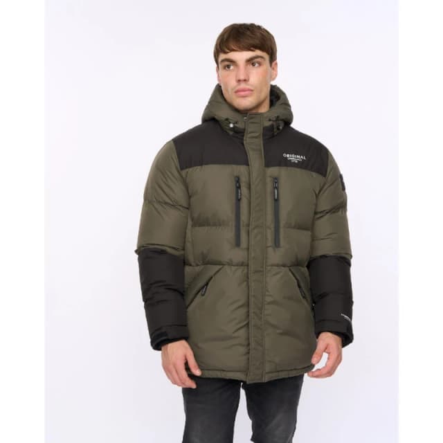 Crosshatch Crosshatch Men Squadage Panel Jacket in Olive Size: Small Olive S Male 5059294602372