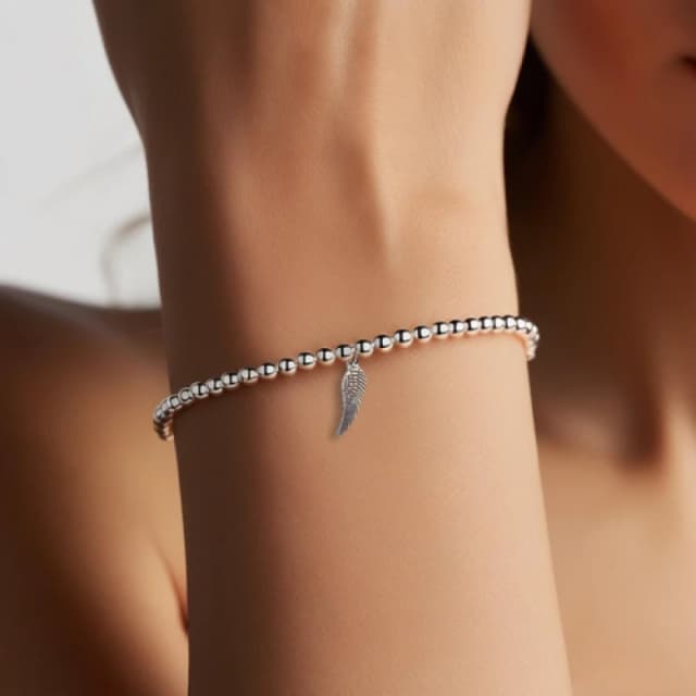 Aye Do Gifts Angel Feather Silver Beaded Bracelet - Womens Bracelet