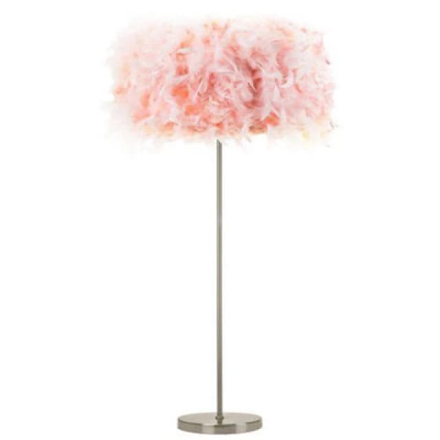 Happy Homewares Modern And Chic Real Pink Feather Floor Lamp With Satin Nickel Base And Switch