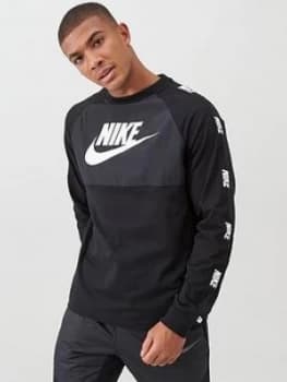 Nike Hybrid Nylon Taped Long Sleeved T-Shirt - Black Size M Men