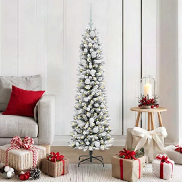 vidaXL Artificial Christmas Tree with 150 LEDs, White Balls Green and white 150 cm, Green 3396096