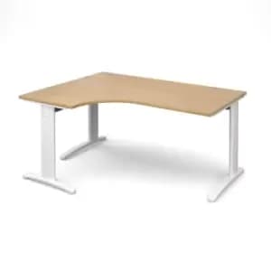Office Desk Left Hand Corner Desk 1600mm Oak Top With White Frame 1200mm Depth TR10 TDEL16WO