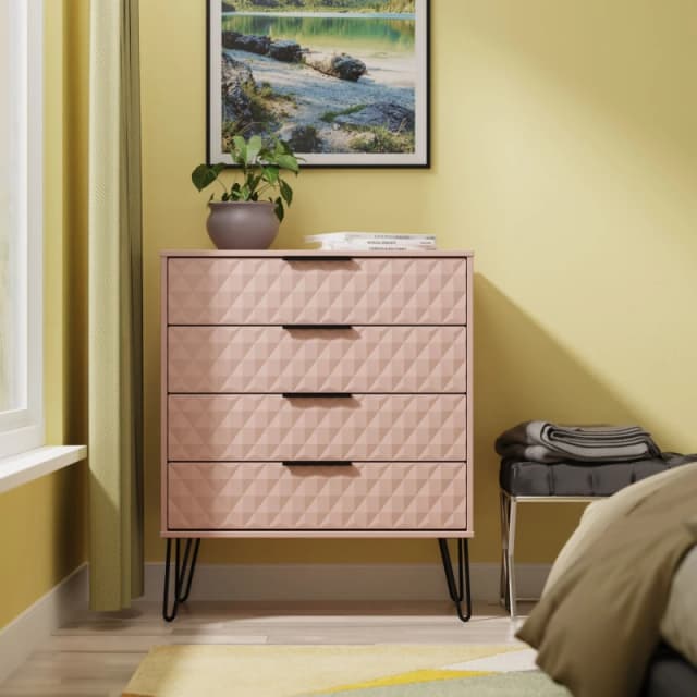 Ready Assembled 2 U Islay 4 Drawer Chest (Ready Assembled) in Dusty Pink Size: Medium Dusty Pink Unisex Medium