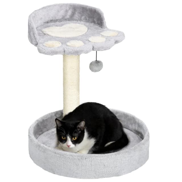 PawHut Pawhut - 44cm Cat Tree with Jute Cat Scratching Post, Toy Ball Grey 5056725517984