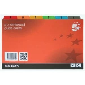 5 Star Office Guide Card Set A Z Reinforced 8x5" 203x127mm White with Assorted Coloured Tabs