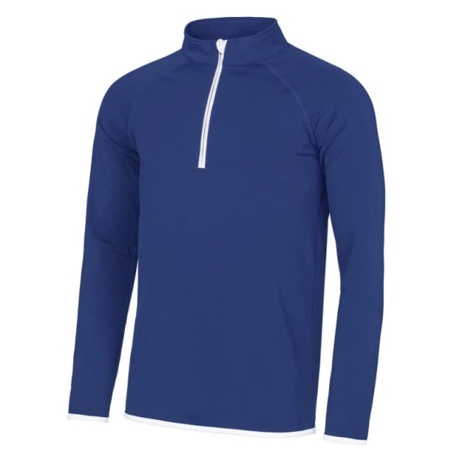 AWDis AWDis Men Just Cool Half Zip Sweatshirt in Blue Size: Small Blue S Male 5054752894467