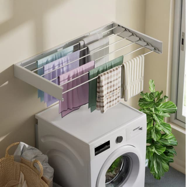 LIFE IDEAS Wall-Mounted Foldable Aluminium Clothes Airer White unisex L