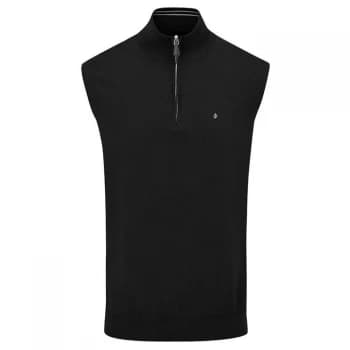 Oscar Jacobson Pin Zip Sleeveless Sweater - Black