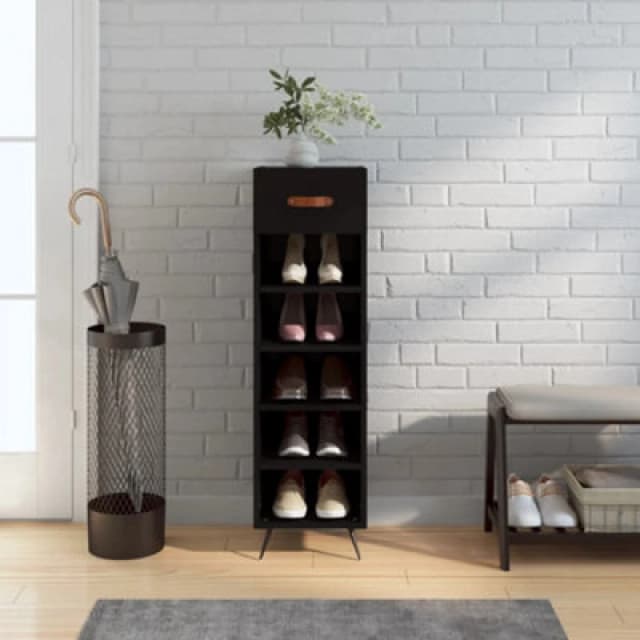 Vidaxl Shoe Cabinet Black 30X35X105cm Engineered Wood