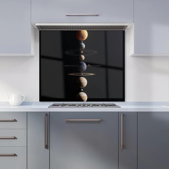 Warren Reed - Designer Balanced Planets in Space Kitchen Splashback Size: 600mm x 750mm Multicolor Unisex 600mm x 750mm