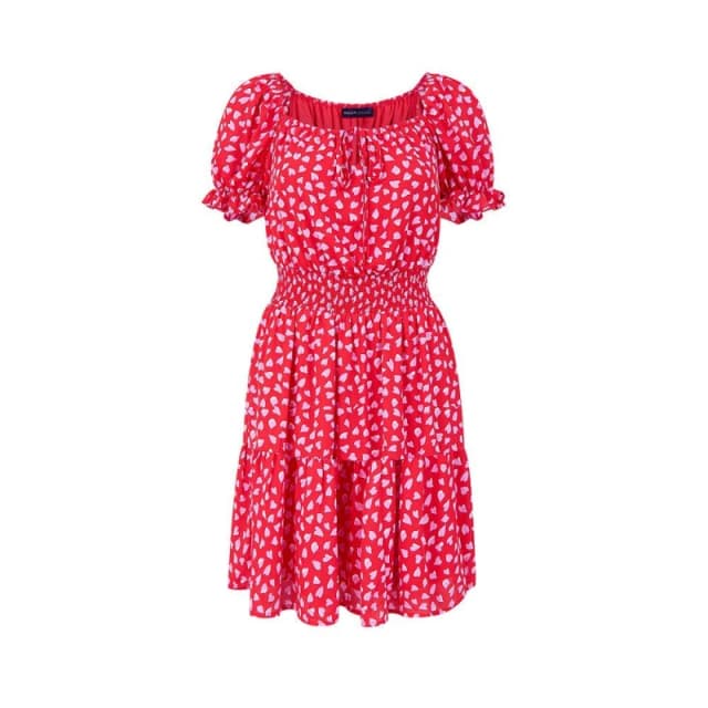Mela London Mela London Red Heart Printed Bardot Skater Dress Red 8