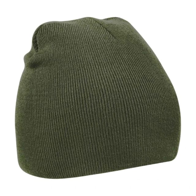 Beechfield Beechfield Men Plain Basic Knitted Winter Beanie Hat in Dark Olive Dark Olive One Size Male 5063425398737