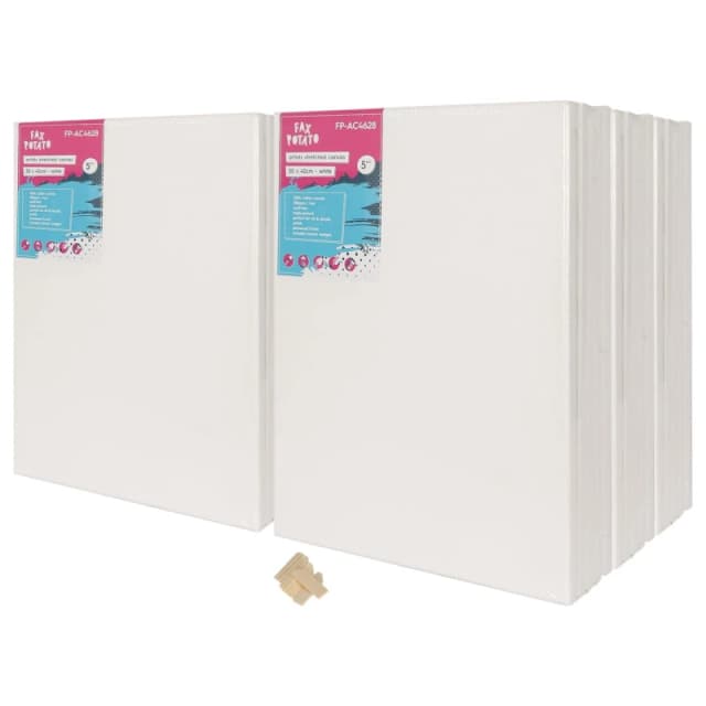 Fax Potato Stretched Canvas with Wooden Wedges - 12" x 16" - Pack of 60 in White White Unisex