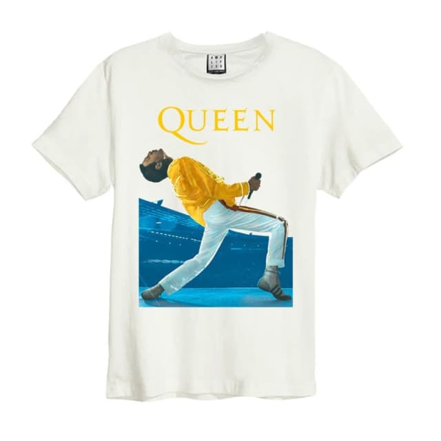 Amplified Amplified Men Freddie Mercury Triangle Queen T-Shirt in White Size: X-Small White XS Male 5059699794078
