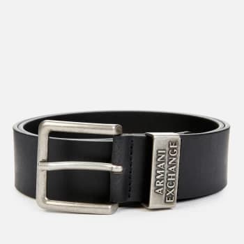 Armani Exchange Mens Metal Buckle Leather Belt - Black - W34