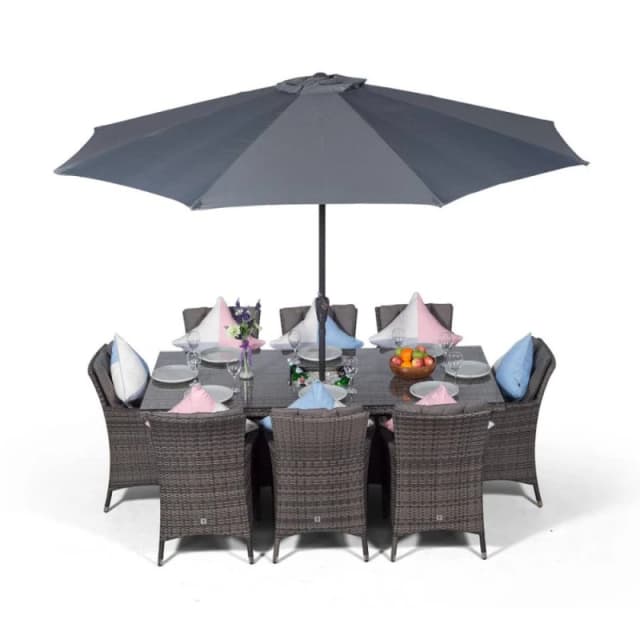 Thats Furniture Savannah Rectangle 8 Seat Rattan Dining Set Ice Bucket Drinks Cooler in Grey Grey Unisex
