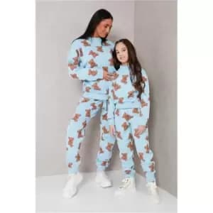 I Saw It First Baby Blue Teddy All Over Graphic Sweatshirt - Blue