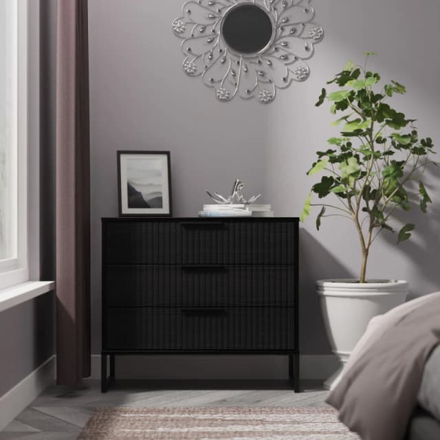 Ready Assembled 2 U Menai 3 Drawer Chest (Ready Assembled) in Black Size: Medium Black Unisex Medium