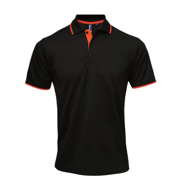 Premier Premier Men Coolchecker Contrast Pique Polo Shirt in Black Size: Small Black S Male 5063470758395