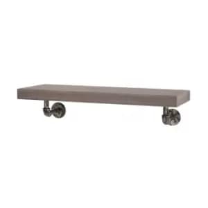 Loft Home Studio Dark Oak Extra Wide Wall Shelf Kit With Pipe Design Brackets