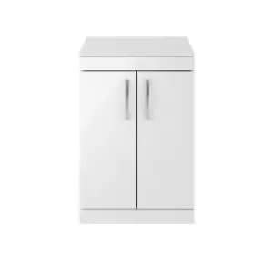 Nuie Athena 600 Floor Standing 2-door Vanity & Worktop - Gloss White