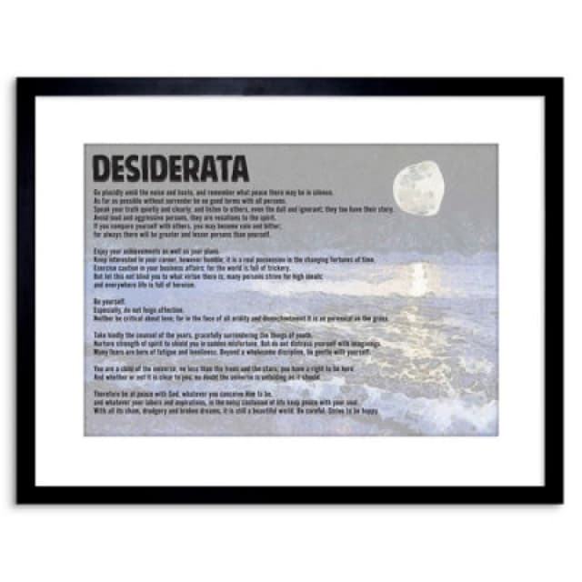 Artery8 Wall Art Print Desiderata Ehrmann Placidly Noise Haste Quote Artwork Framed 9X7 Inch