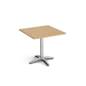 Roma square dining table with 4 leg chrome base 800mm - oak