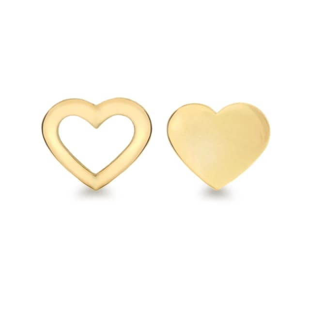 Be You 9ct Gold Cutout-Heart & Heart Studs Gold female One Size