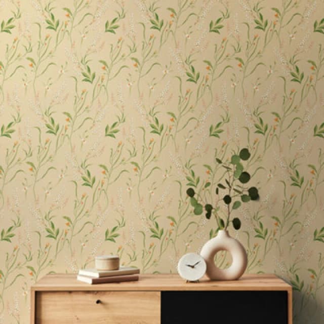 Hoopla Walls Springtime Meadow - Coral Blossom 10M Wallpaper