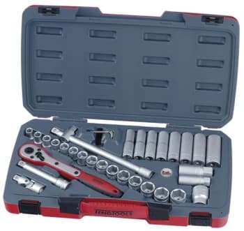 Teng Tools T1234 1/2" Dr 6pt Comprehensive Metric Socket & Accessory Set 34pc