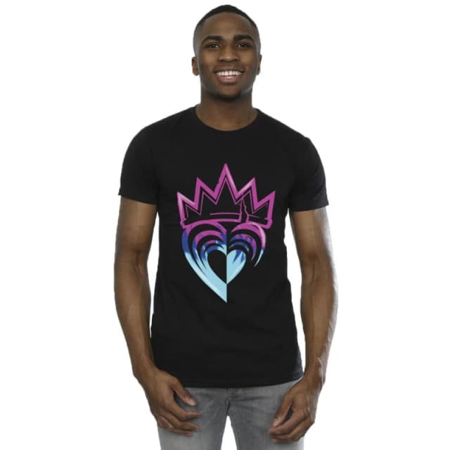 Disney Men Descendants Pink Crown T-Shirt in Black Size: Small Black S Male 5063283175310