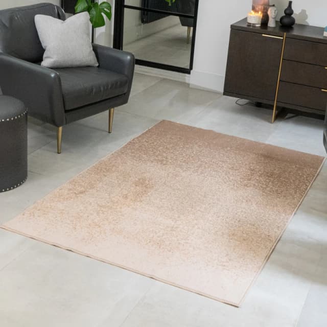 Fusion 'Lex' Ombre Print 120x180cm Non-Slip Reverse Washable Rug Natural