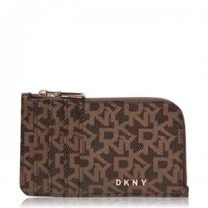 DKNY Logo Zipped Card Holder - Mocha Vic 9MV