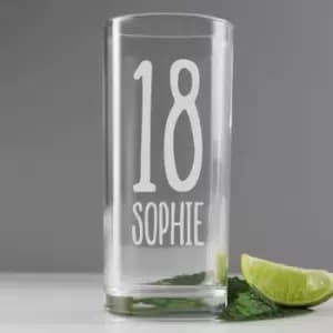 Personalised Big Age Hi Ball Glass Clear