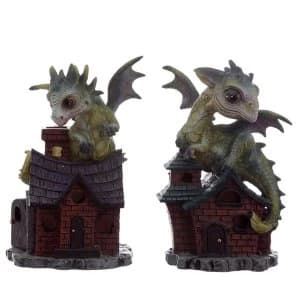 Cute Green Baby Dragon on Cottage (1 Random Supplied)