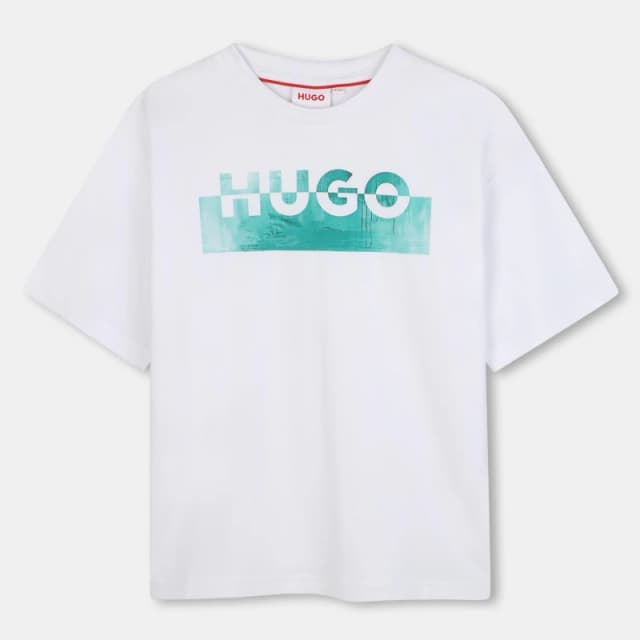 Hugo Kids Print Short Sleeve T-Shirt White male 8Y