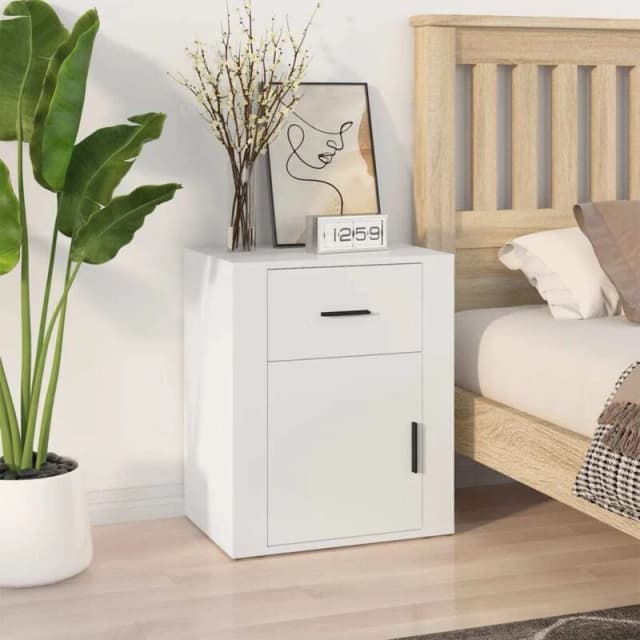 vidaXL Bedside Cabinet White 50x36x60cm Engineered Wood, White 816720