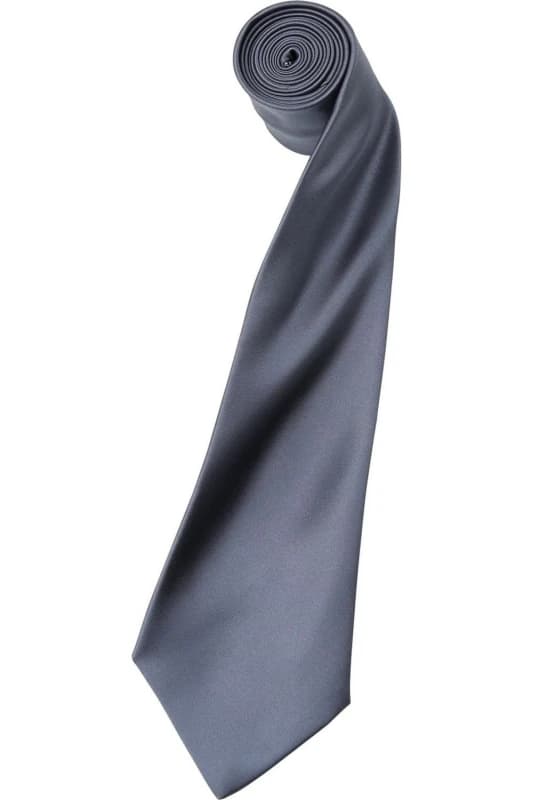 Premier Premier Men Plain Satin Tie (Narrow Blade) in Dark Grey Dark Grey One Size Male 5054171869343