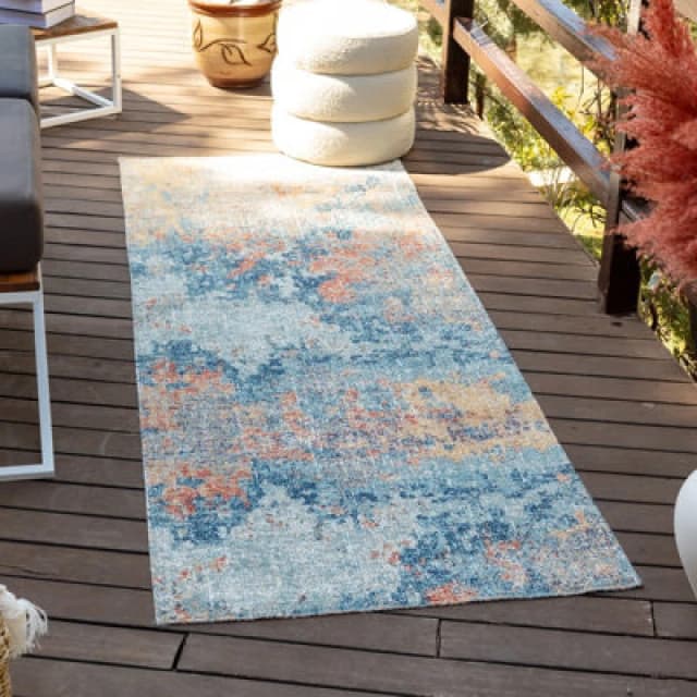 Livabliss In- & Outdoor Modern Burnt Orange Mona Runner Rug 80 X 220 Cm - Easy To Clean, Perfect For Balcony Or Dining Room