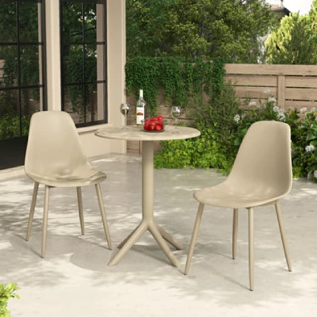 Core Products Rimini 3 Piece Cala Bistro Table & 2 Chair Set Outdoor Grade, Sand, Brown GRDTC101-SN