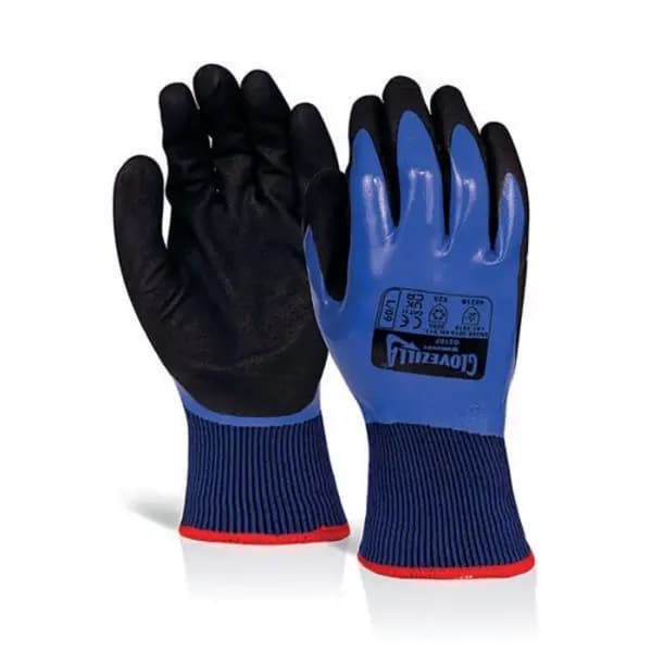 Beeswift Beeswift Glovezilla Waterproof Thermal Nitrile Gloves (Pack of 10) Blue L GZ107BNL