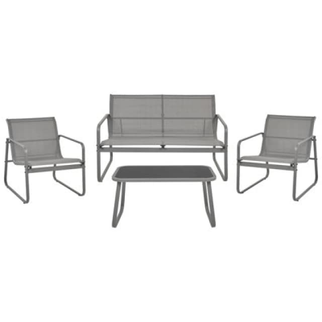 Beliani Garden Lounge Set With Table 4 Seater Barrea Metal Grey