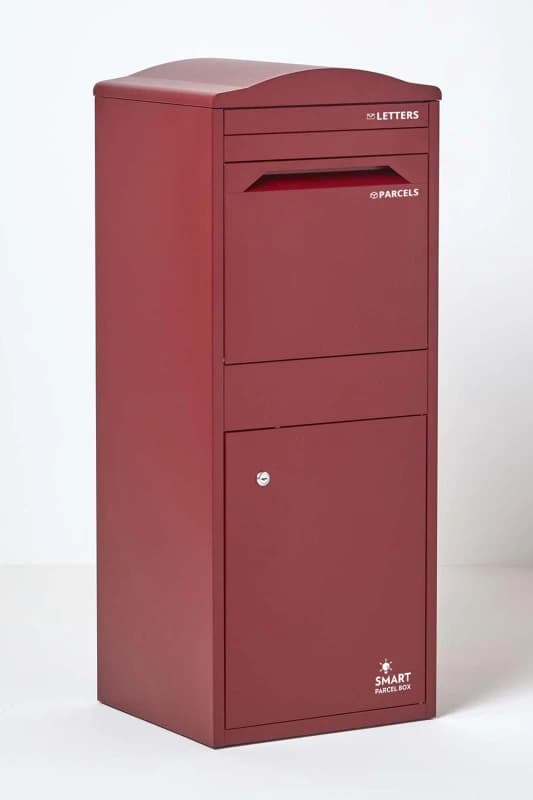Homescapes Smart Parcel Box Large Curved Top Front Access Secure Delivery Box in Red Red Unisex