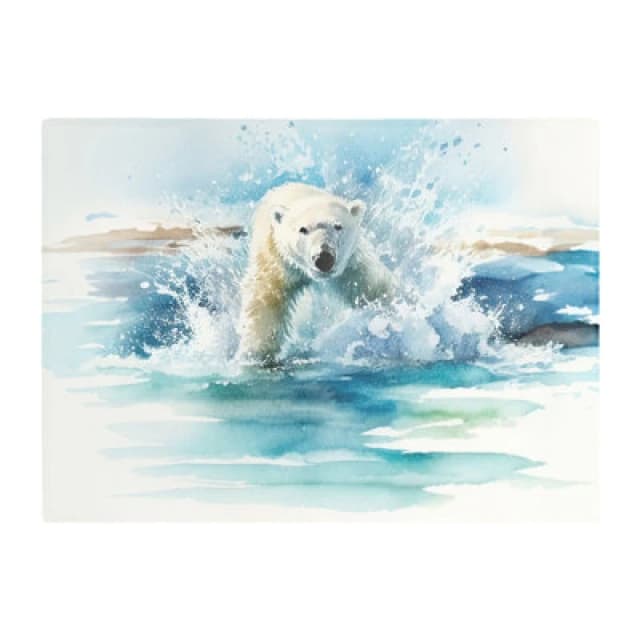 Warren Reed Designer Hunting Polar Bear Watercolour Glass Chopping Board